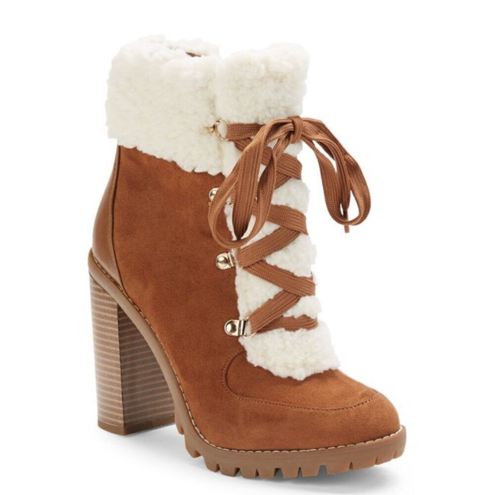 BCBGeneration Women Medium Palli Lace Up Ankle Boots, Brown/Ivory